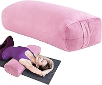 MABOZOO Rectangular Yoga Bolster Pillow 27.5x10x6 - Firm Supportive Cushion for Restorative Yoga, Meditation & Stretching with Carry Handle