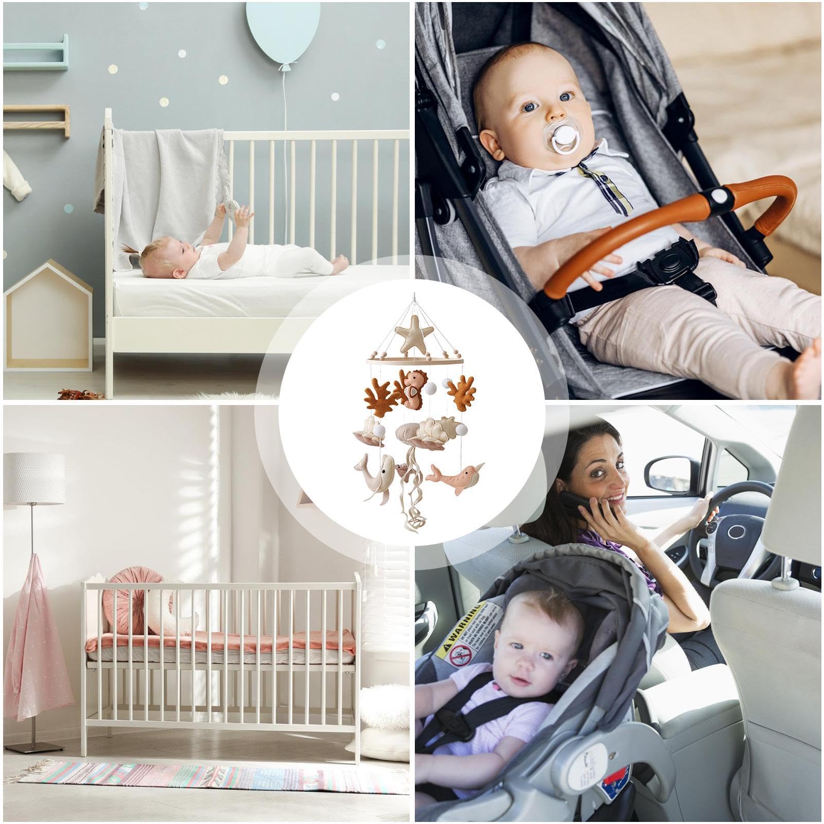 Mobile de Berceau Thème Animaux Marins, Vie Océanique, Accessoire Apaisant Bébé
