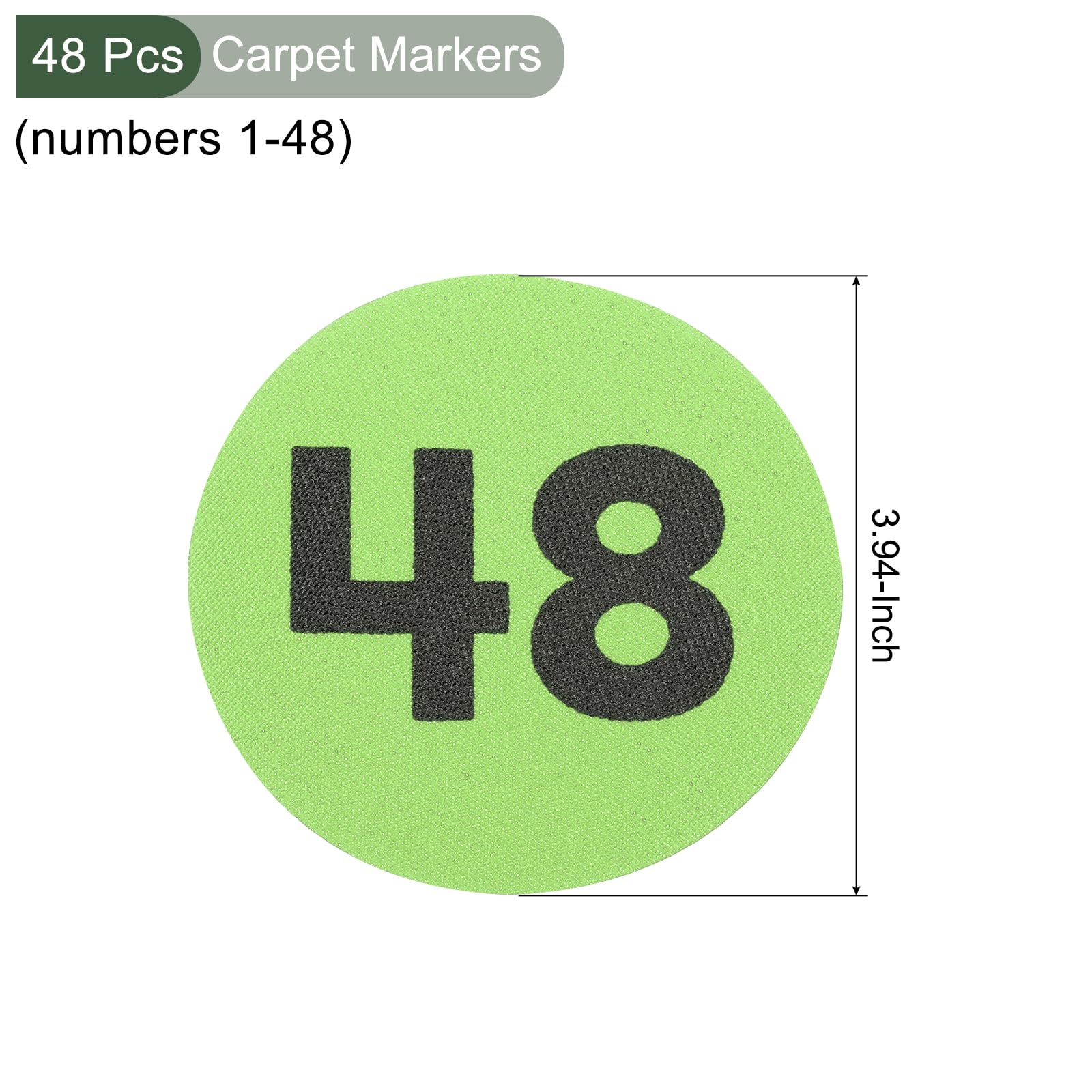 YOKIVE 4 Inch Carpet Spot Markers, 48Pcs Circle Floor Sit Dots with Numbers 1-48 Line Up Carpet Spots for Teacher, Grass Green - Image 2