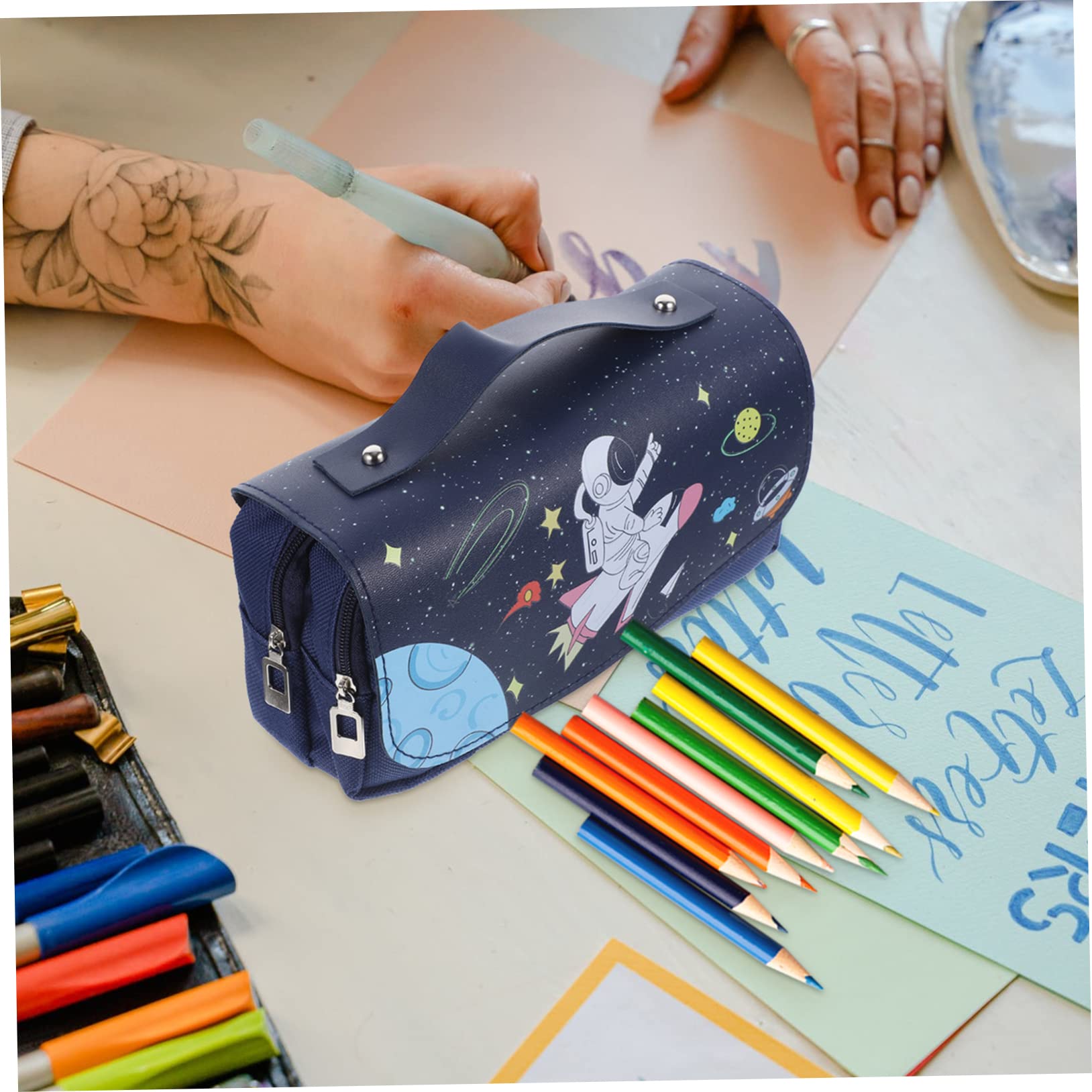 Operitacx 4pezzi Astuccio Per Portatile Pu Organizer Per Cancelleria Per Scuola Studenti e Insegnanti Blu
