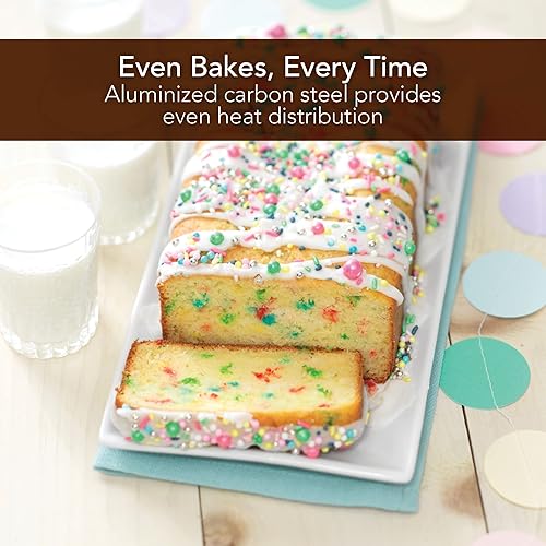 Miniatura 4 de Goodcook Acero aluminizado, antiadherente con revestimiento de diamante, utensilios para hornear texturizados, sartén para pan, peltre champán