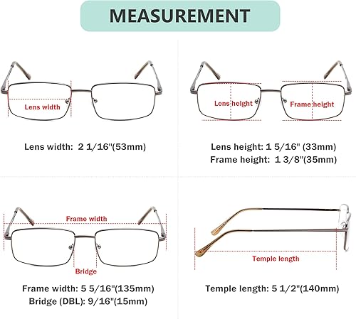 Miniatura 9 de Eyekepper Paquete de 3 lentes de lectura rectangulares de metal con templo de primavera para hombre, color negro +0.75