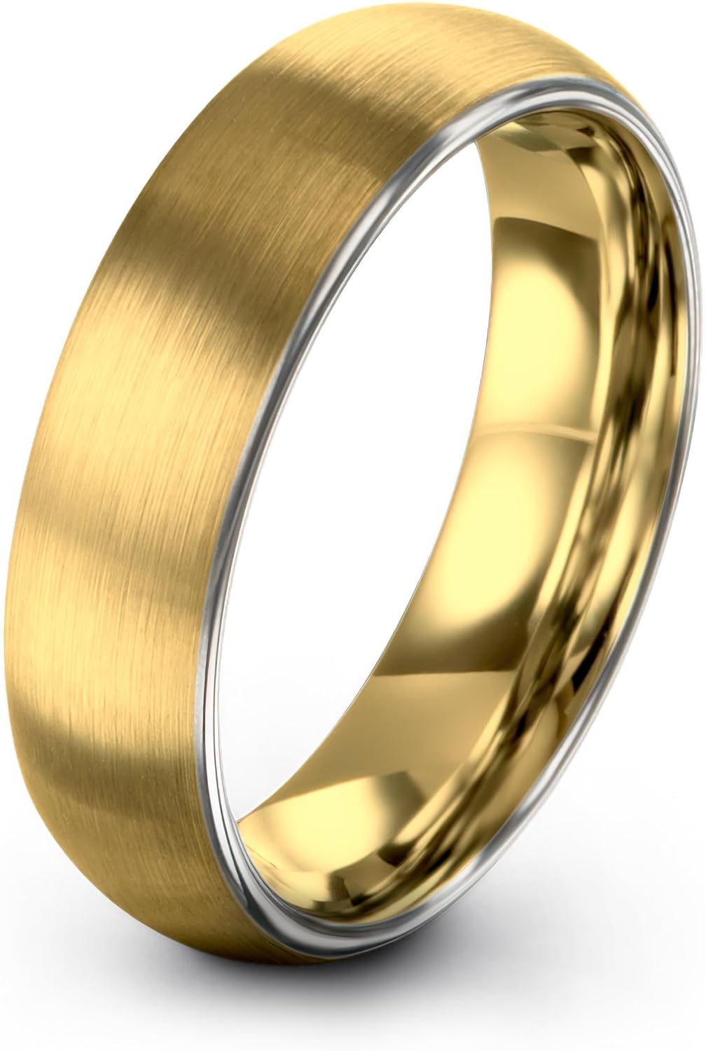 Tungsten Wedding Band Ring 6mm for Men Women Comfort Fit Blue Round Domed Brushed