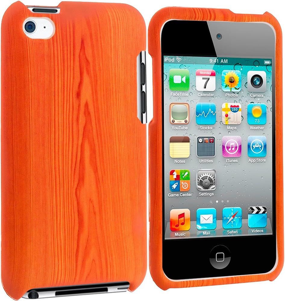Accessory Planet(TM) Wood Grain Hard Snap-On Design Rubberized Case Cover Accessory for Apple iPod Touch 4th Generation