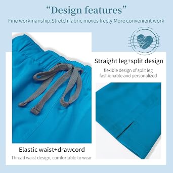Women Scrubs Pant with Elastic Waist Workwear Professionals Drawstring Straight Leg Pull-On Cargo