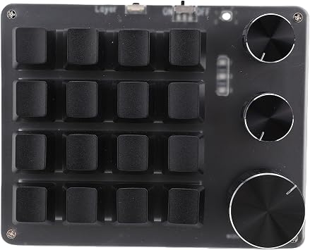 16 Keys 3 Knobs Macro Programmable Keyboard, 3 Modes Customize Mechanical Keypad, Blue Switch Hot Swappable Numpad, Gaming Keyboard with Light (Black)