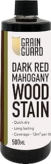 GRAIN GUARD Wood Stain Water Based | Dark Red Mahogany | 500ml | Interior Furniture Stain | Light & Dark Stains | Eco-Friendly & Non-Toxic Wood Dye | Easy Application | Quick Dry & Low Odour