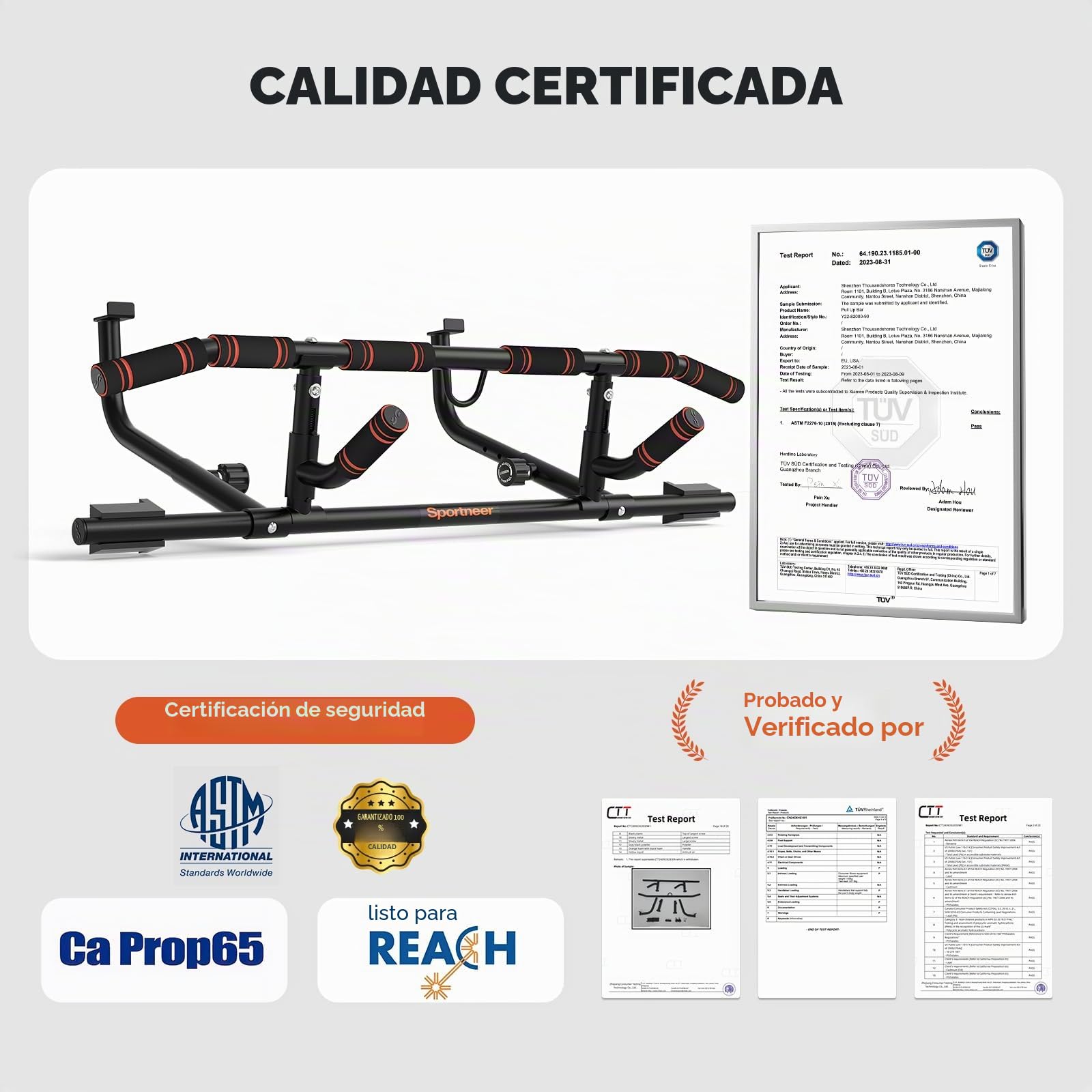 Sportneer Barra de dominadas para marco de puerta, barra de dominadas con mango plegable, barra de dominadas para entrenamiento de fuerza para la parte superior del cuerpo hasta 200 kg de capacidad