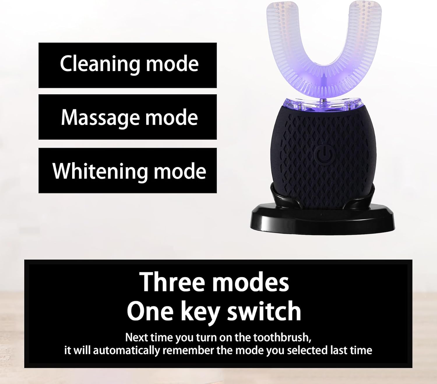 Ultrasonic Toothbrush for Adults - Automatic Electric Toothbrush with Soft Bristles Rechargeable Portable 30'' Automatic Timer Wireless Charging Washable for Travel & Home Use (Black)