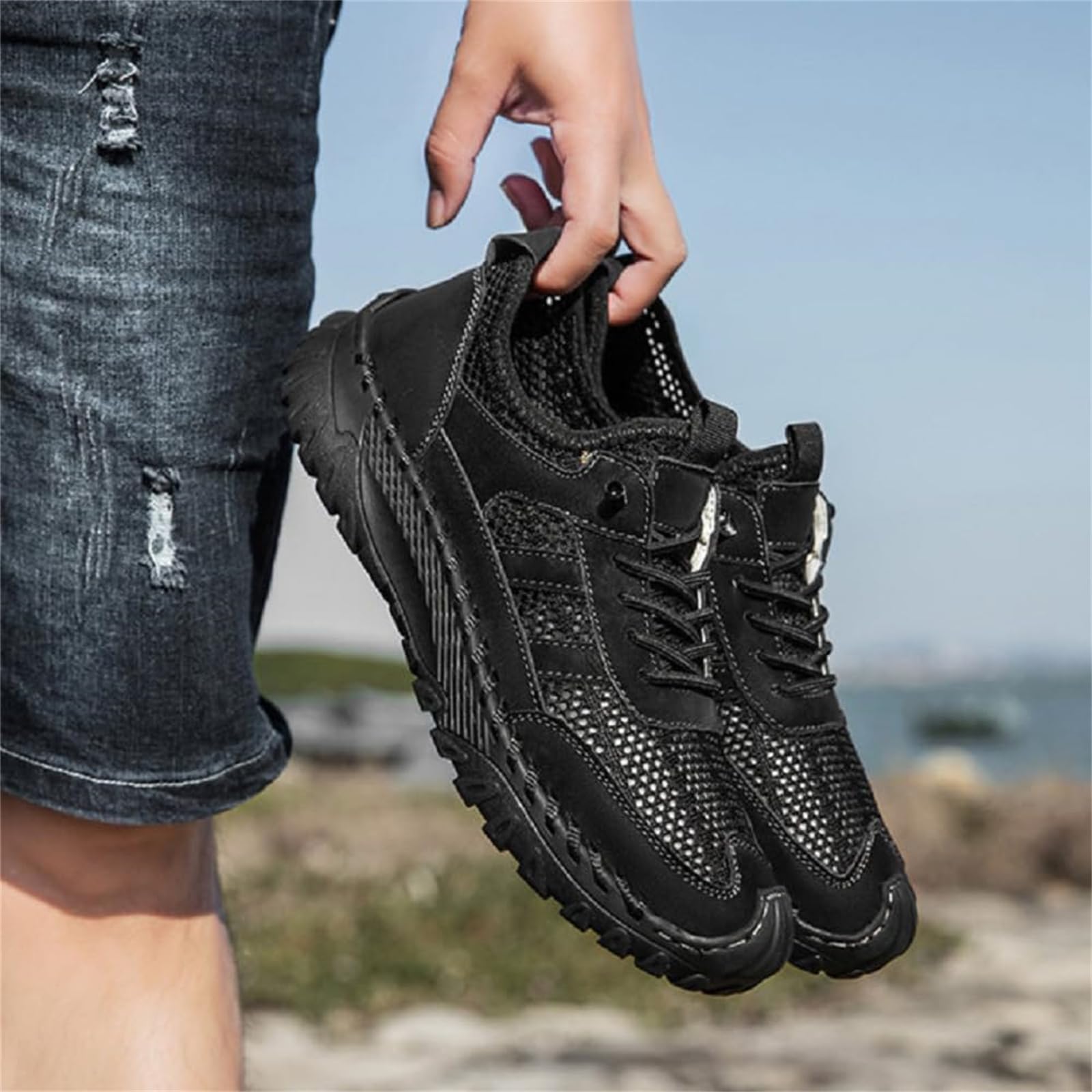 Zenfaze ortopedyczne buty dla mężczyzn, wsparcie łuku, wsuwane ortopedyczne buty turystyczne, oddychające, siatkowe, antypoślizgowe trampki