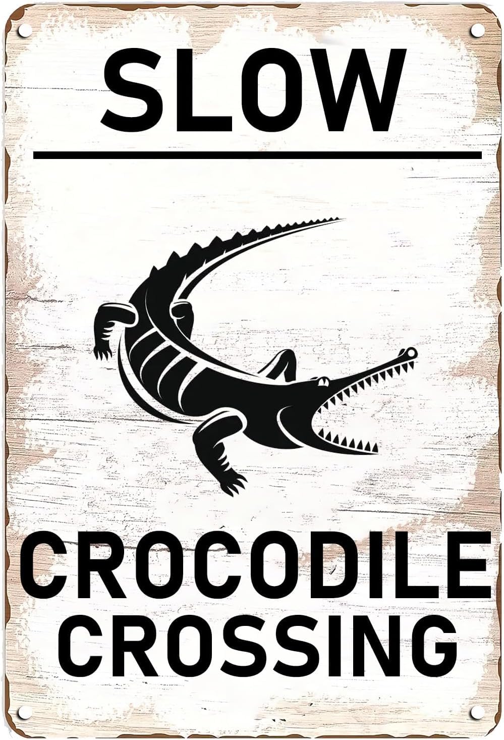 SMAZDFXX Slow Crocodile Crossing Vintage Tin Sign, Vintage Farm Decor Crocodile Warning Tin Poster Street Decor Signs for Home Garden Yard Bar Pub Outdoor Man Cave Decor 5.5"x8"