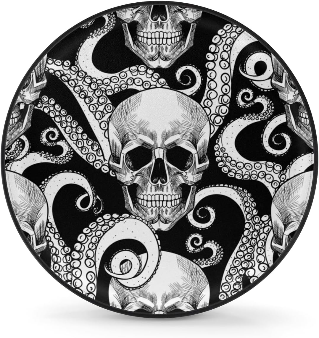 Skull Octopus Tentacles Tire Covers Portable Spare Tire Cover Soft Durable Waterproof Dustproof 3 Sizes 14 15 16 Inches for Car Truck SUV Trailer Camper