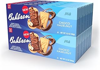 Bahlsen Choco Hazelnut Cookies - Crispy cookie with a hazelnut milk cream filling and delicate layer of milk chocolate - 3.5 oz boxes (12 boxes)