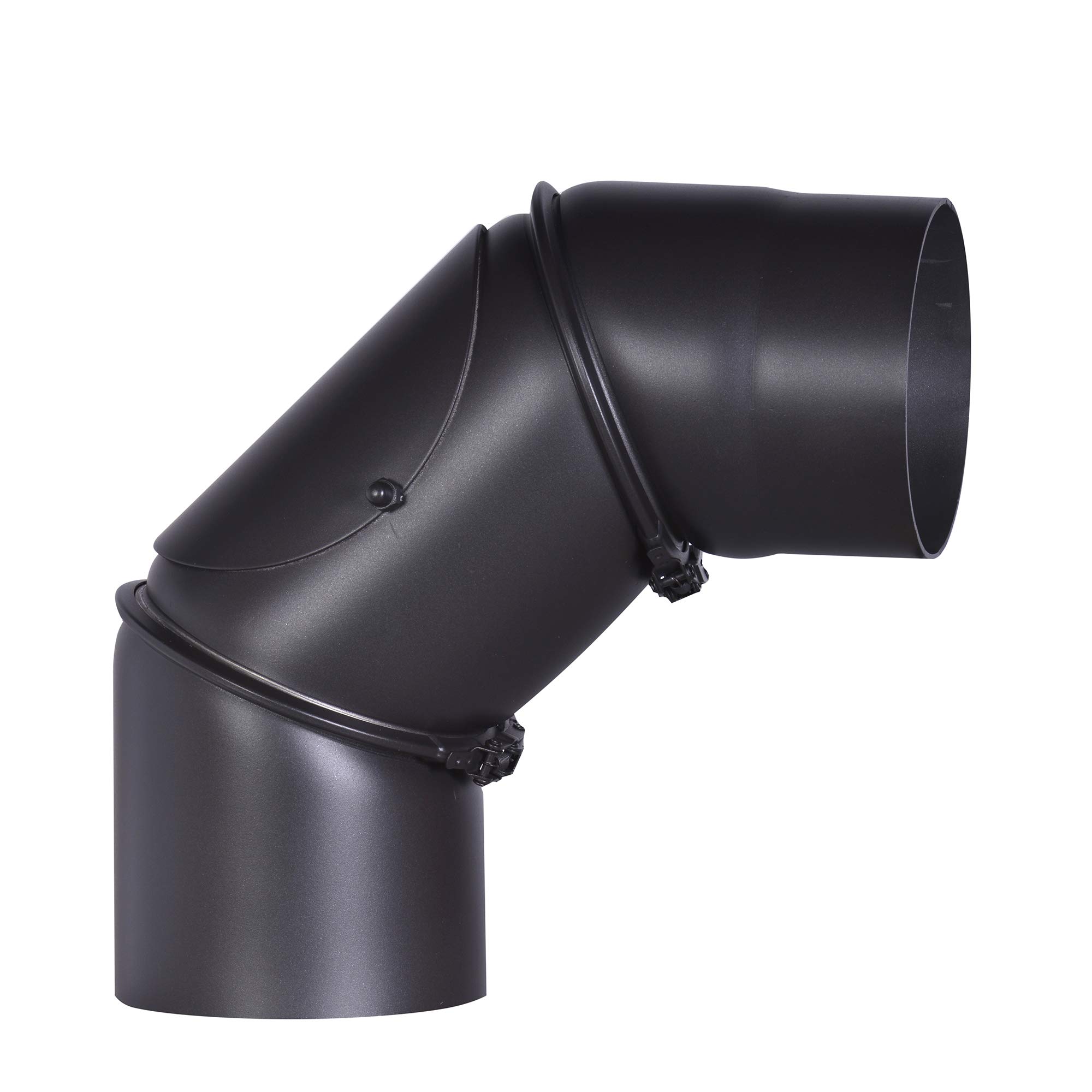 FIREFIX R130/B 2mm Thick Steel Flue Pipe Elbow 130mm Diameter for Stoves and Fireplaces Senotherm Black 0-90 Degree Adjustable with Cleaning Door