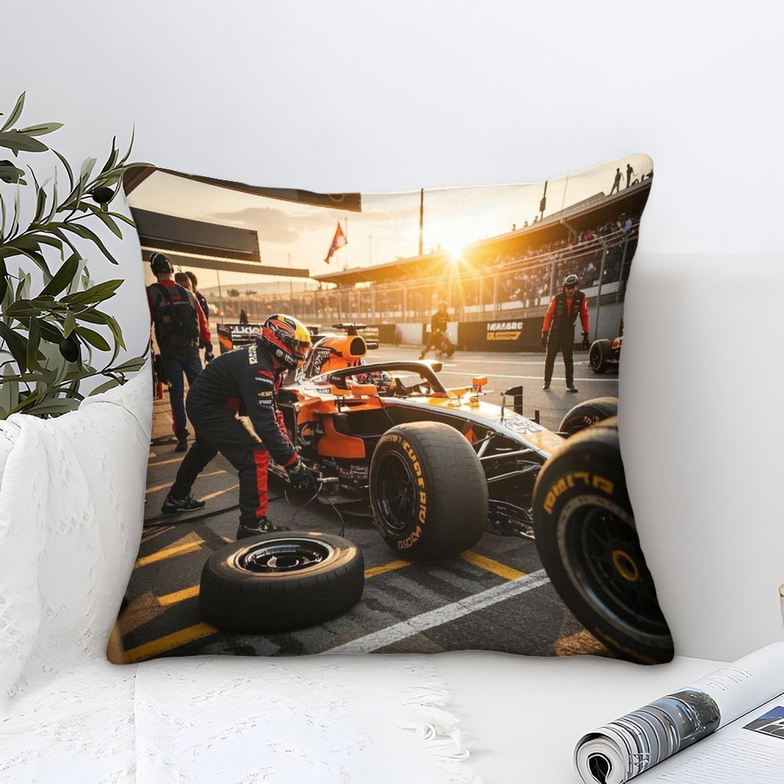 3U6C4M9K Formulaa Racing Cushion Covers 45x45cm, Pit Stop Throw Double Printed Pillow Case Formulaa Racing Accent Pillow Covers