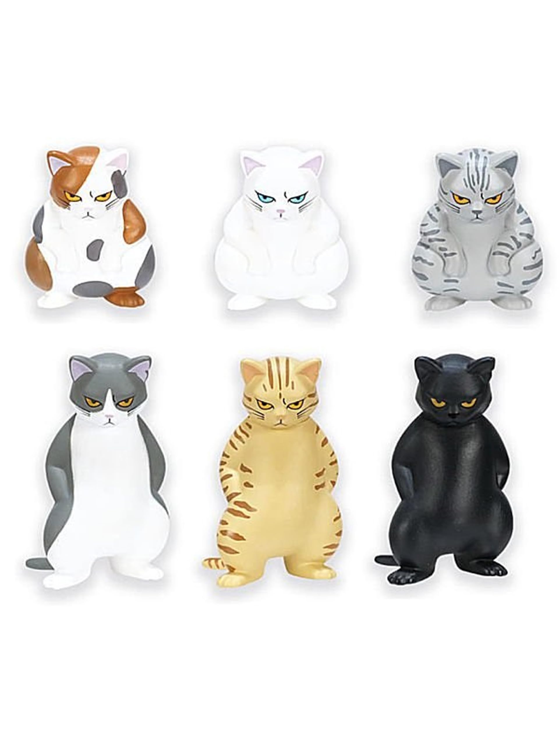 AAGWW 6pcs 猫 置物 カプセルトイ ガチャガチャおもちゃ キャラクター おもちゃセット 飾り かわいい 置物 プレゼント（目つきの荒い猫/第1弾）