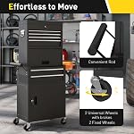 HOMCOM Lockable Tool Chest, 3-in-1 Rolling Tool Cabinet Combo with 6 Drawers and Pegboard, Detachable Steel Tool Storage Organizer for Garage and Workshop, Black