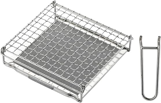 Campingmoon Camping Bread Toaster Folding Camp Stove Toaster Gas Fire BBQ Grill Portable 304 Stainless Steel Cooking Grill With Anti Scalding Mesh Fork