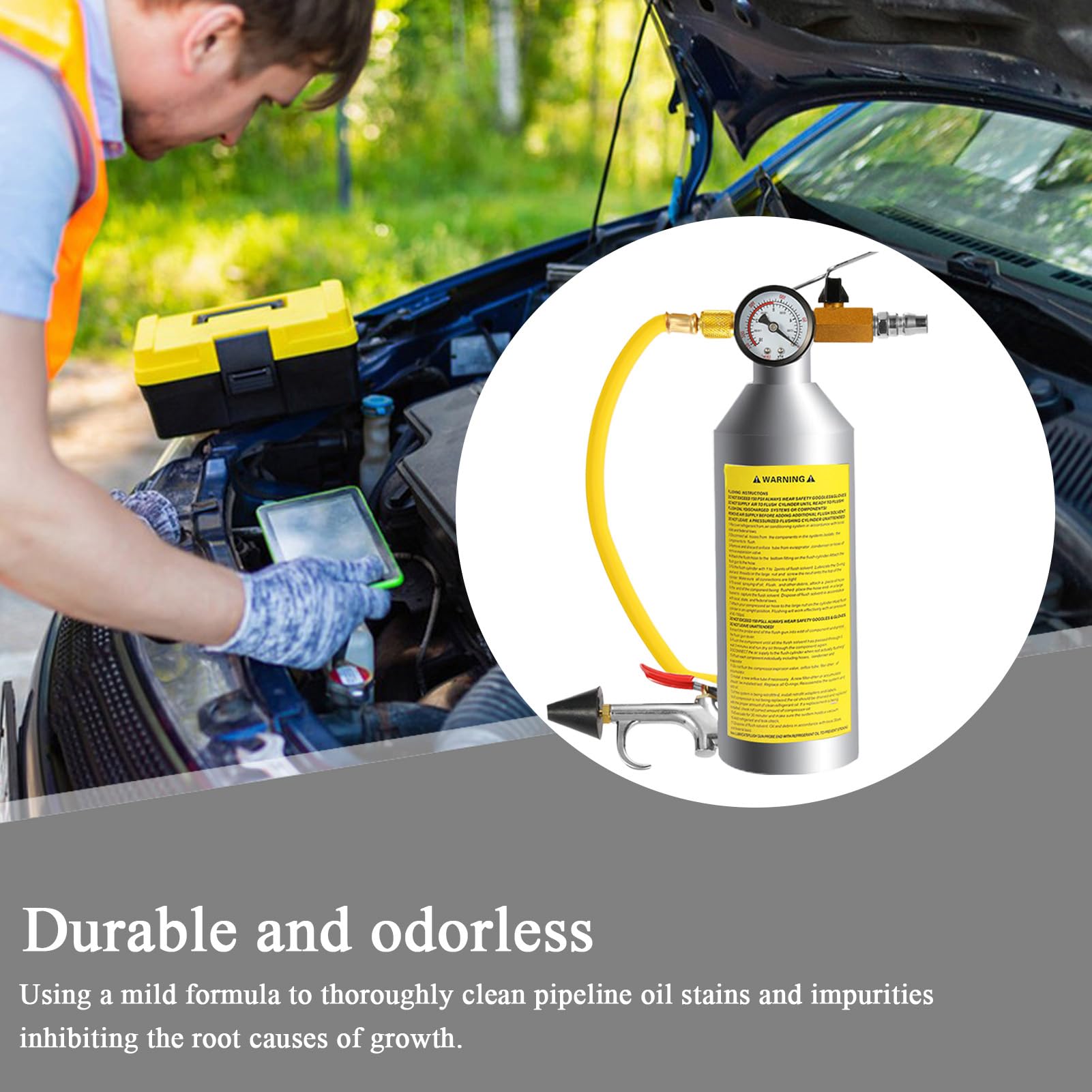 Kit Lavaggio AC - Strumento Professionale per Pulizia Impianti HVAC Auto e Domestici - Bottiglia Spray con Tubo in Acciaio Inox per Pulizia Evaporatore e Veicoli