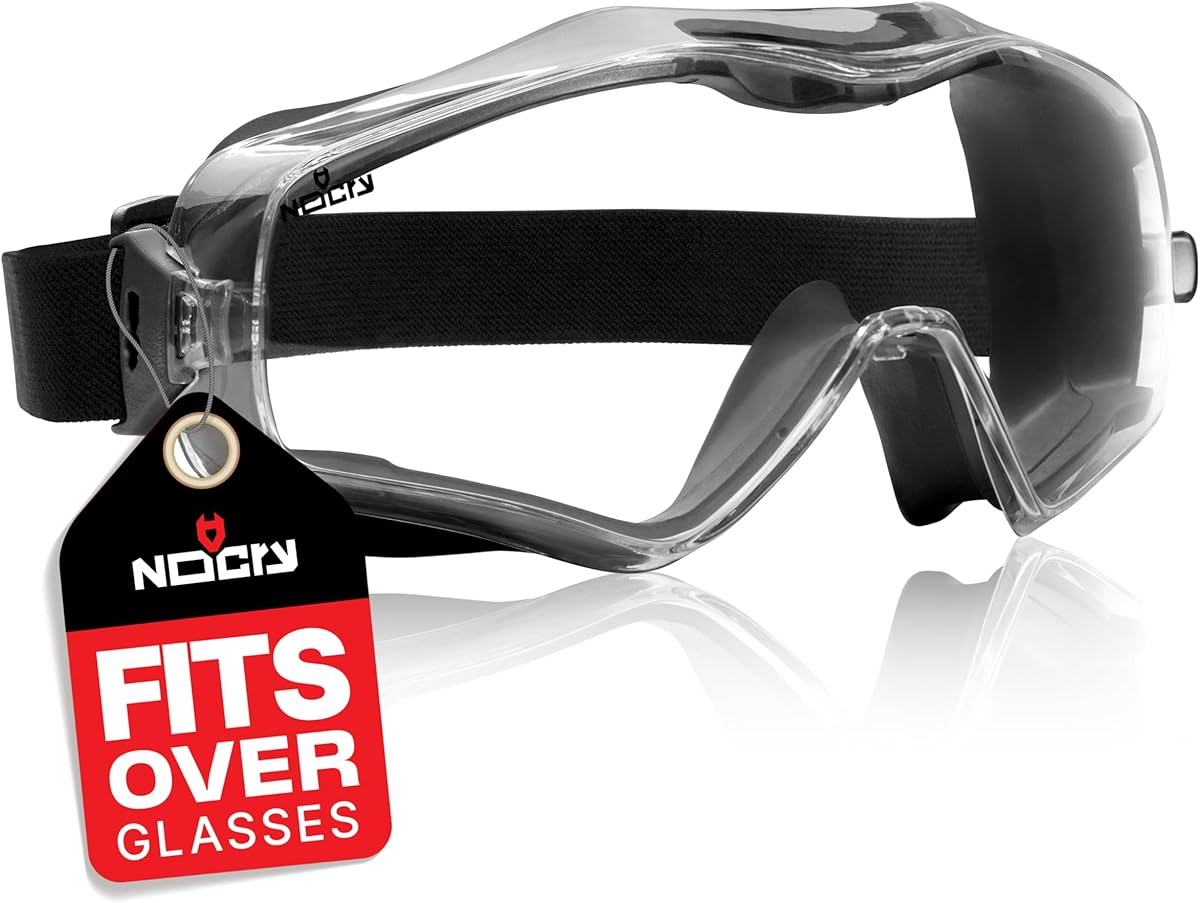 NoCry Safety Goggles Over Glasses. Anti Fog and Scratch Resistant Clear Coating. Vented Panoramic Lenses. Airsoft Goggles that Fit Over Safety Glasses. Protective Goggles for Welding, Work and Lab