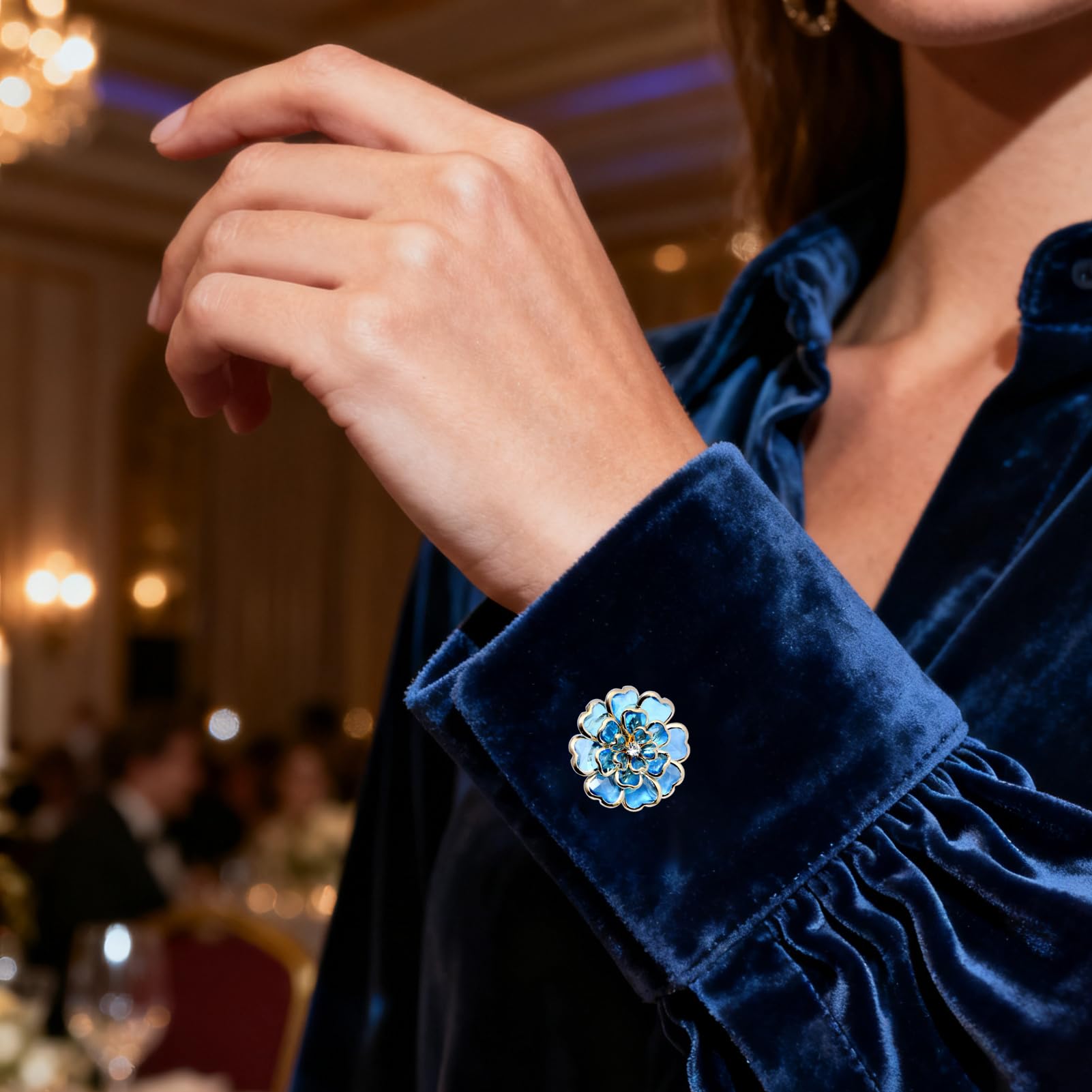 Fundas de botones de flores para mujer, camisas con diamantes de imitación, gemelos, clips decorativos, kit de costura, accesorios de vestir