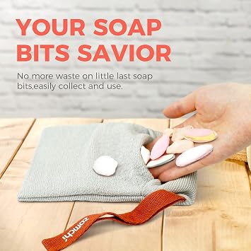 ZOMCHI 2pcs Grey Soap Bag and 2pcs Mint Soap Bag, Deep and Gentle Exfoliating