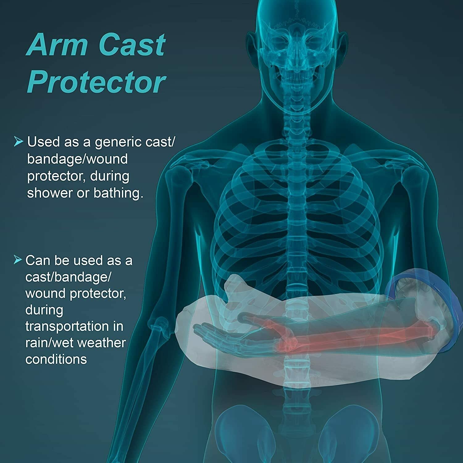 Waterproof Cast Cover (Arm) Protection from Moisture, No Requirement of Tape,