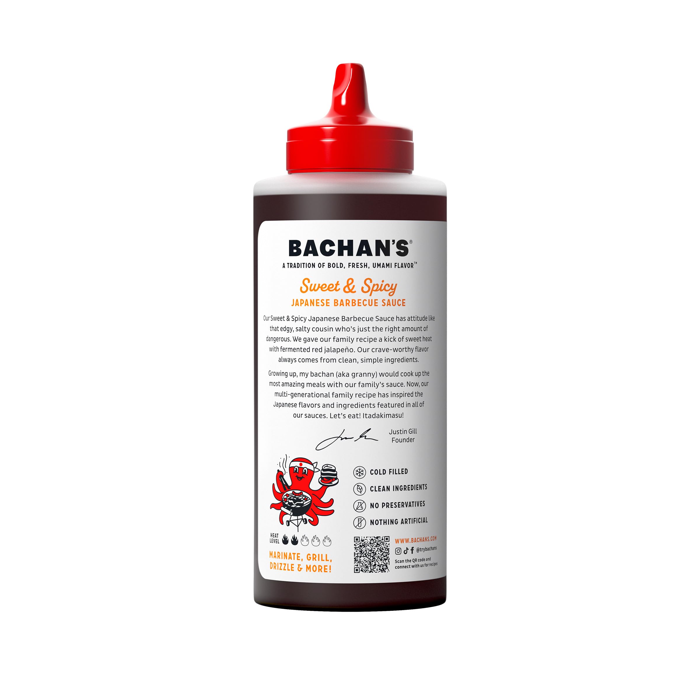 Bachan's - La salsa originale giapponese per barbecue – piccante e speziato, 500 ml, piccolo lotto, senza OGM, senza conservanti, vegano e senza BPA.