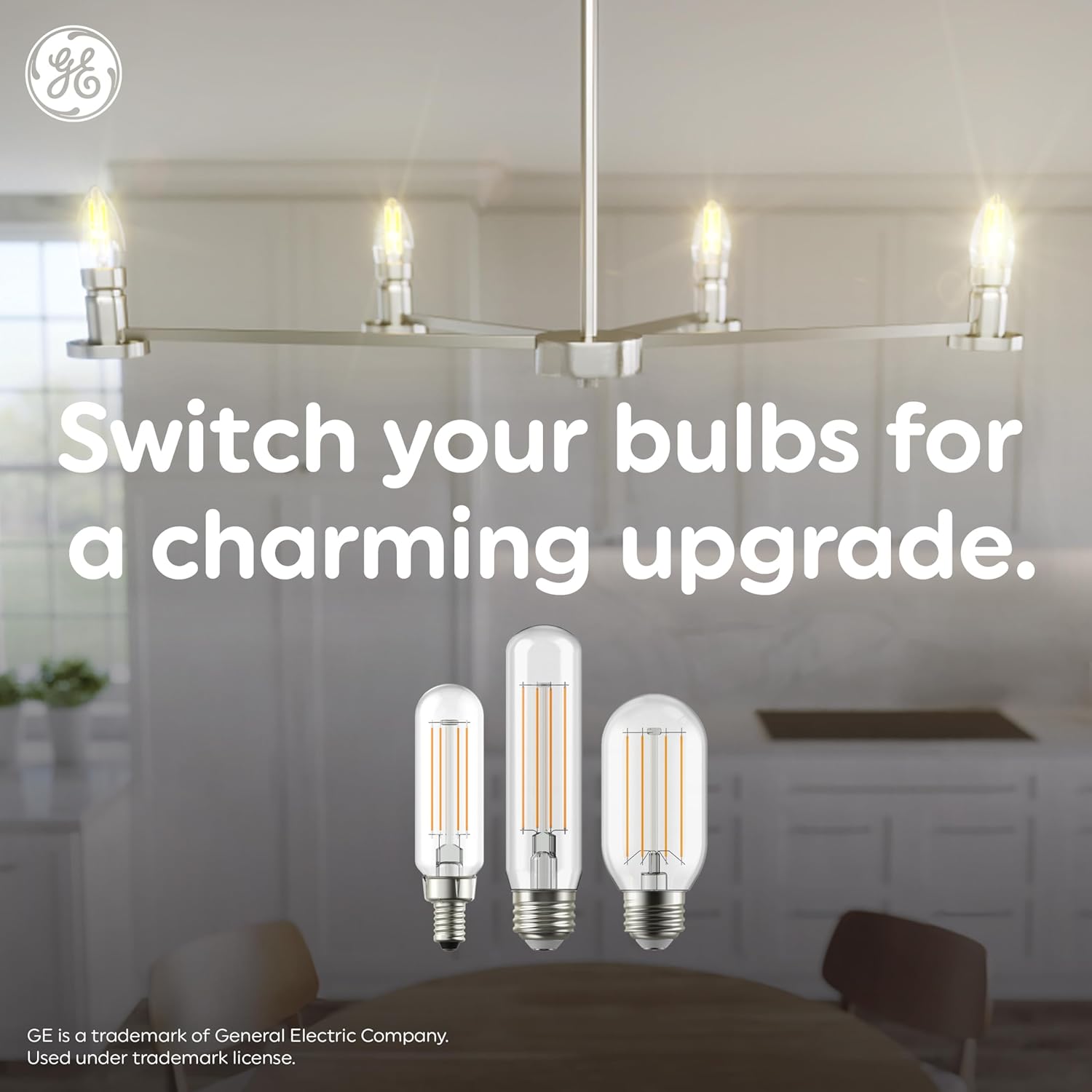 GE Reveal HD+ LED Light Bulbs, 60 Watt, T10 Decorative Tube Lights (8 Pack)