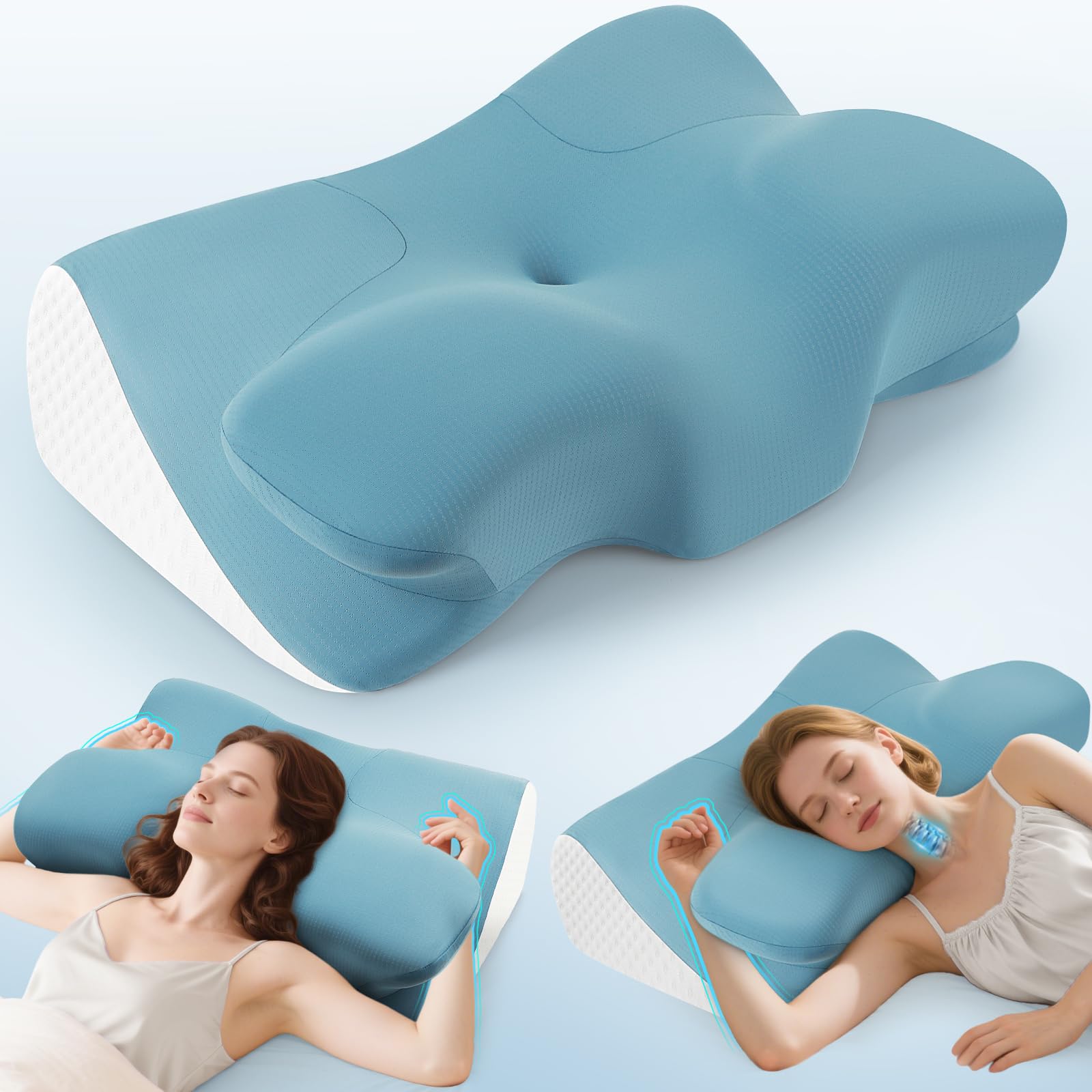 Orthopaedic Cervical Memory Foam Pillow for Neck Pain Relief – Contour Neck Support with...
