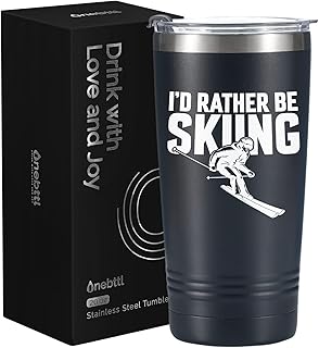 Onebttl Skiing Gifts for Men, 20oz Insulated Stainless Steel Tumbler, Perfect Ski Lovers Idea for Men/Male in Christmas, Birthday, Appreciation - I'D RATHER BE SKIING