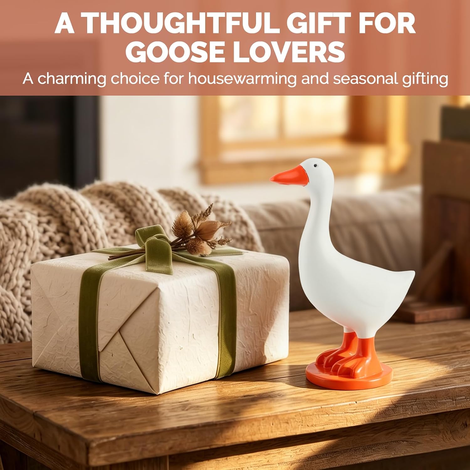 Desk Goose 7" Statue, Magnetic Beak Key Holder Decor for Home Office