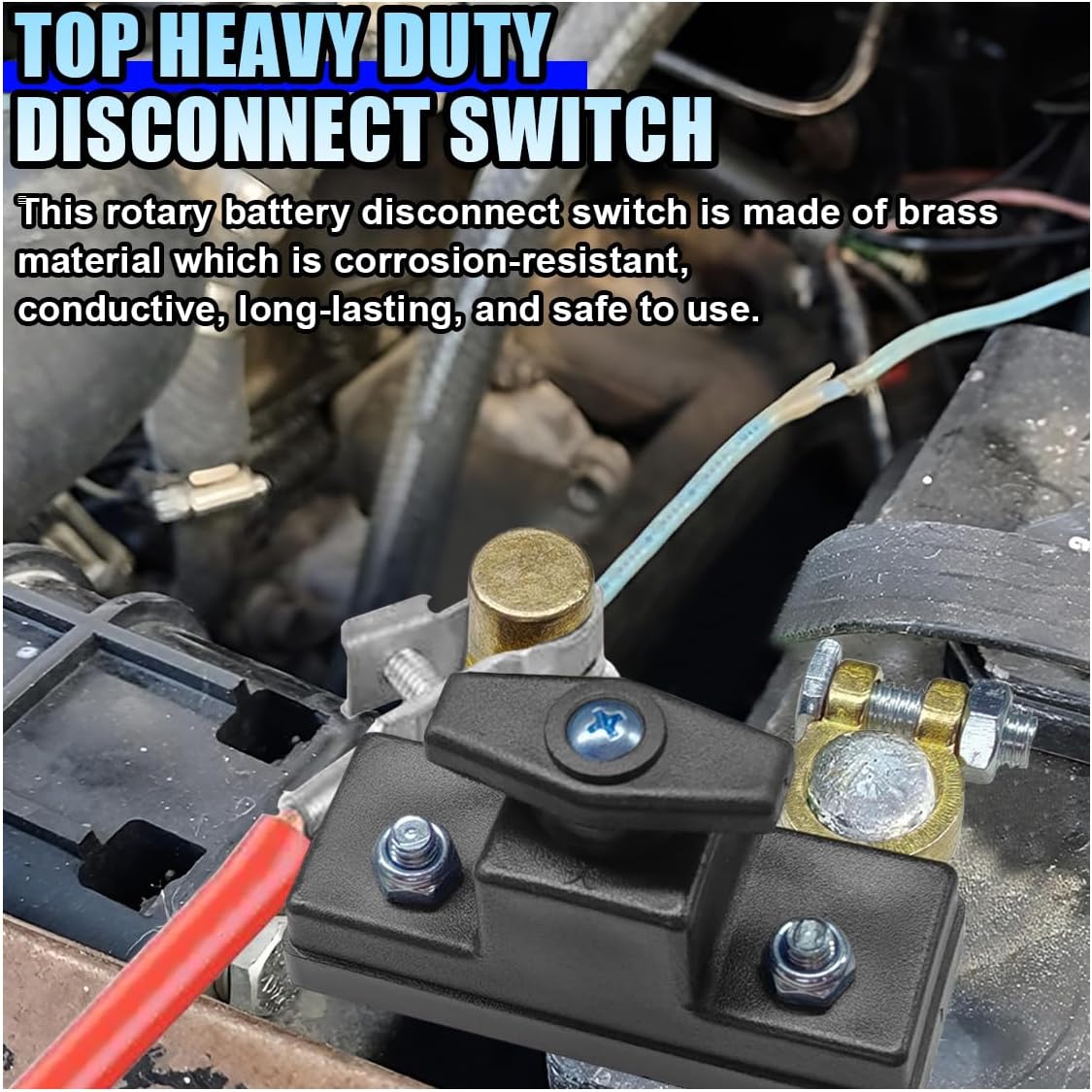 Car Battery Disconnect Isolator Switch, 12V/24V Heavy-Duty Power Cut Off Switch Auto Battery Terminal Anti-Leakage Switches, Universal Battery Kill Switch for Car, RV, Boat, ATV, Marine (1PC)