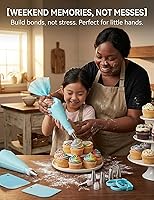 Vista 5 de Juego de bolsas y puntas de tubería, suministros de decoración de pasteles reutilizables con 2 bolsas reutilizables, 12 puntas de glaseado, 2