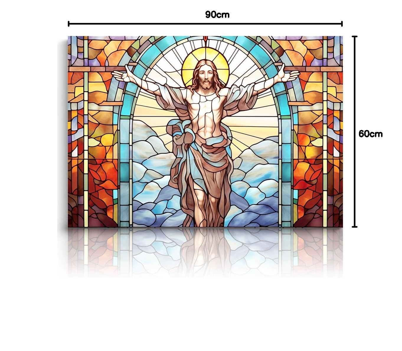 Tableau Vitrail Jésus Et Marie – Art Mural Chrétien, Fabrication Française