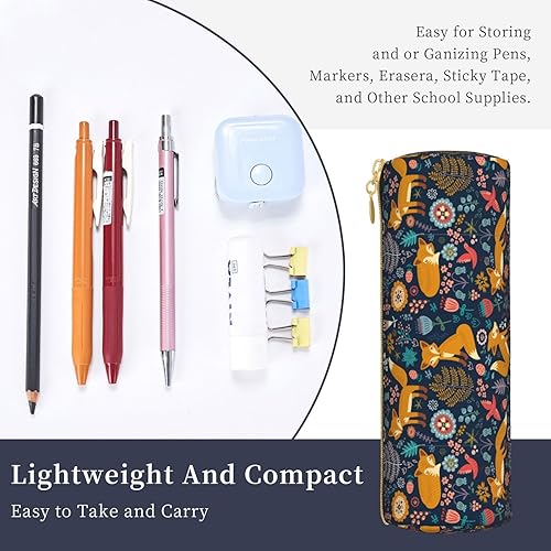 Miniatura 5 de Bolsa de maquillaje simple de lona Bolsa de soporte de pluma Bolsa de almacenamiento de oficina, Floral Foxy