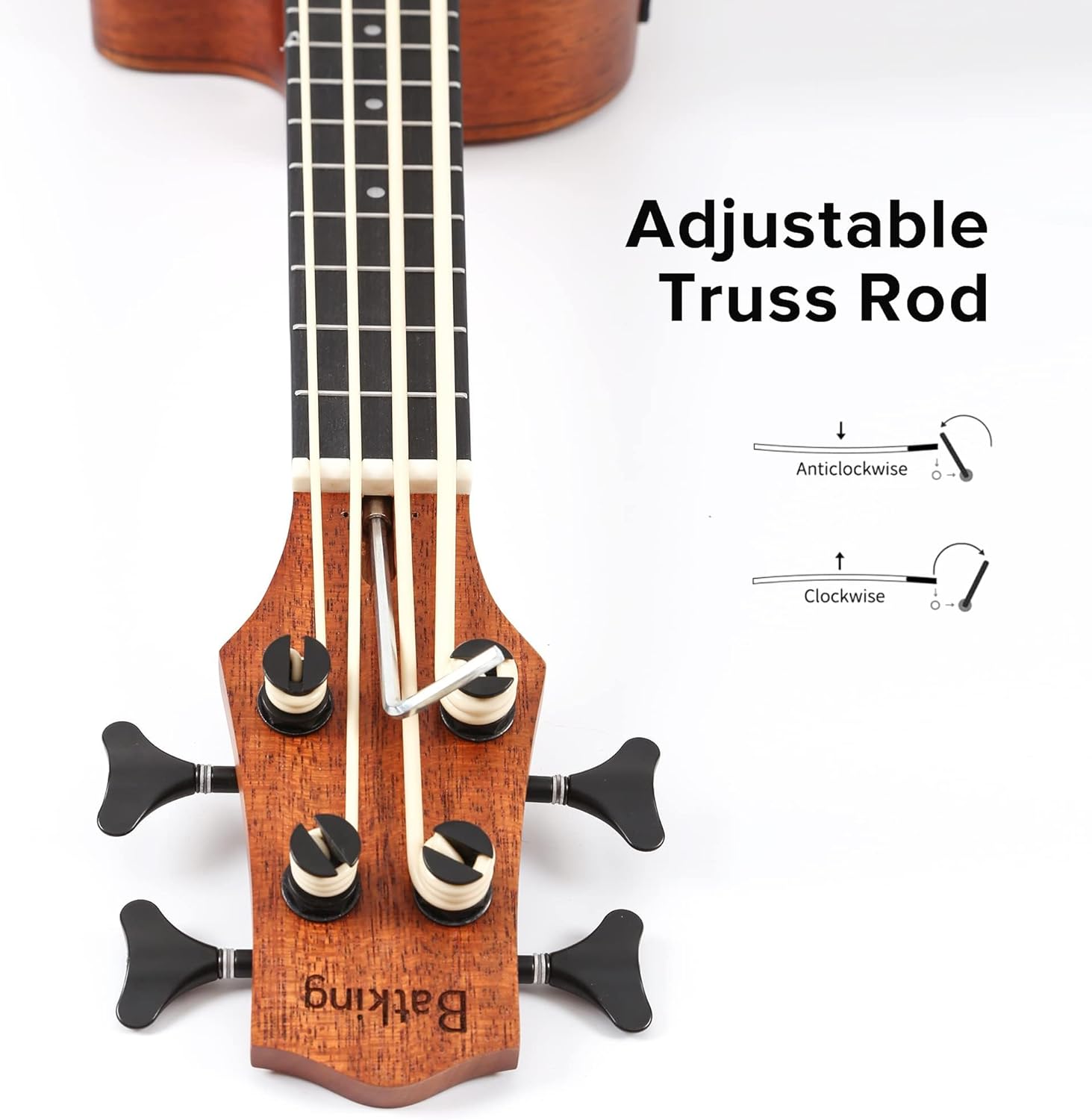 Ubass Electric, Bass Ukulele Fretted 4 String, Baritone Uku Bass with Gig bag