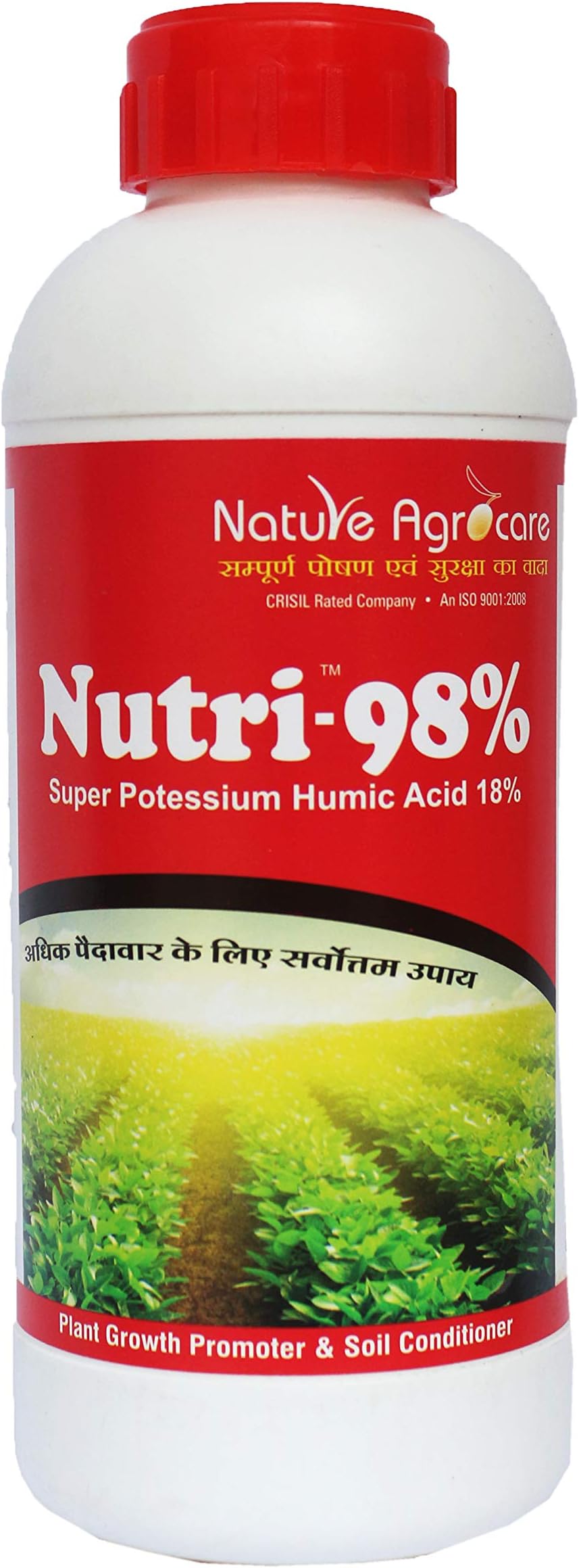 Nature Agrocare Nutri18% Humic Acid 100% Organic Liquid Bio-Fertilizer for All Crops (Black,1Liter)