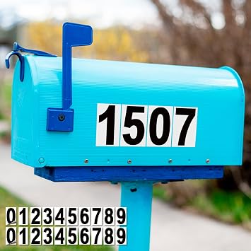 iSYFIX Black Vinyl Numbers Stickers, 4 Inch, 2 Sets, White Bk