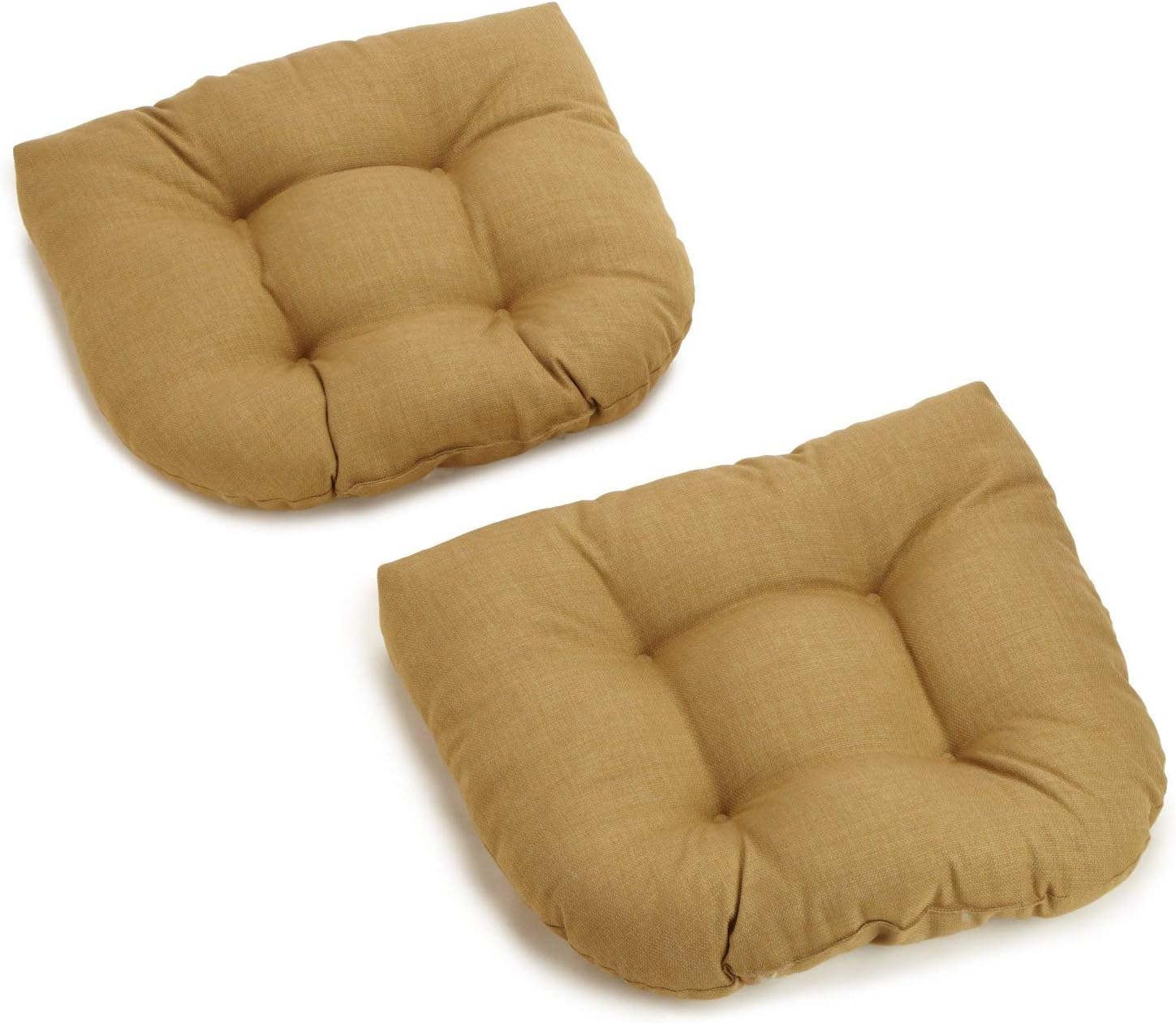Blazing Needles Outdoor Spun Poly 19-Inch by 19-Inch by 5-Inch All Weather UV Resistant U-Shaped Cushions, Freeport Ebony, Set of 2