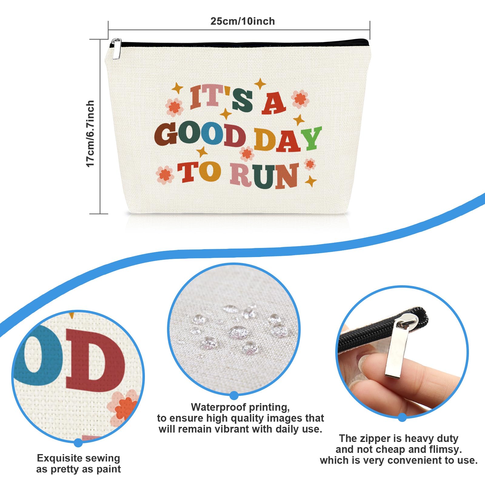 Running Gifts Makeup Bag Running Lover Gifts for Women Runner Gift Marathon Runner Gift Travel Cosmetic Bag Cross Country Runnings Present Inspirational Zipper Toiletry Pouch - Image 2