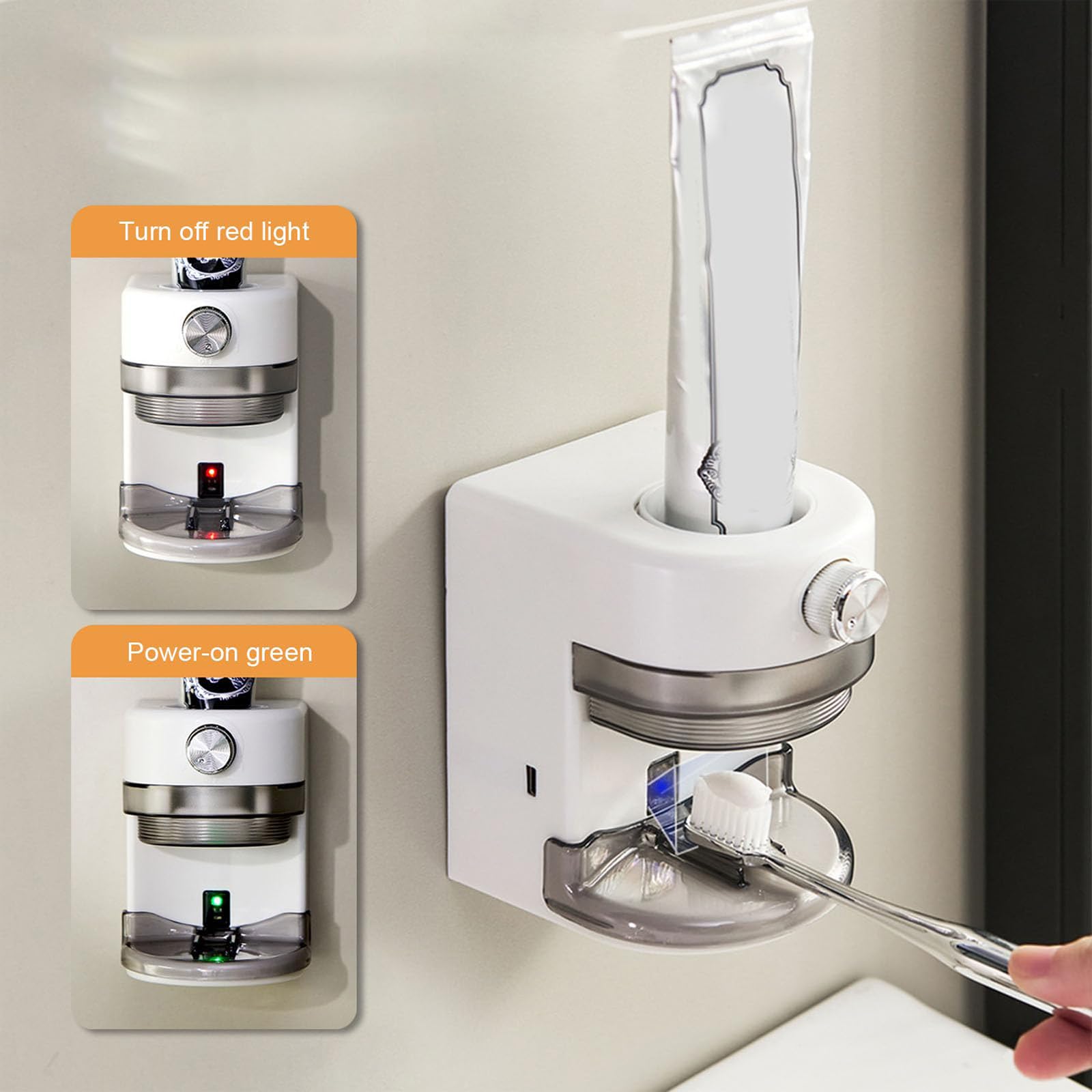 Dispensador Automático de Pasta de Dientes, Ajuste Continuo, para Baño | Dispensador de Pasta de Dientes Eléctrico Montado en la Pared, Exprimidor de Pasta de Dientes Recargable
