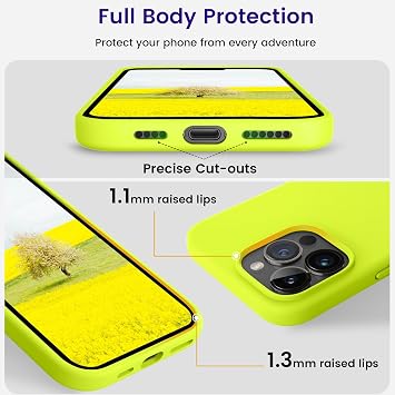 OTOFLY Designed for iPhone 15 Pro Max Case, Silicone Shockproof Slim Thin Phone Case for iPhone 15 Pro Max (6.7 inch), (Fluorescent Green)