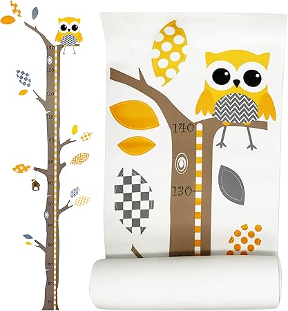 Brunoko Stickers Muraux Enfants Toise Murale Enfant 2 En 1 Stickers Chambre Bebe Pour Decoration Chambre Bebe Amovible Ecologique Autocollant Mural Arbre Et Hibou Concu En Espagne Amazon Fr Bebe Et Puericulture