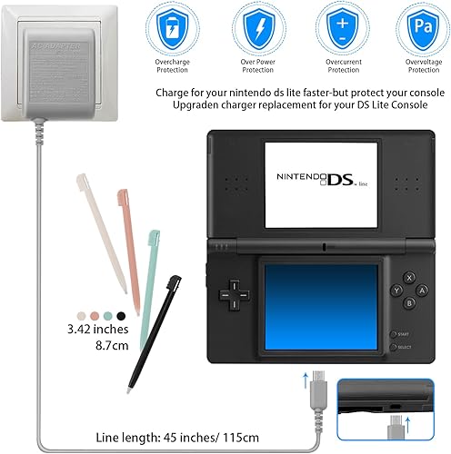 Miniatura 6 de FIOTOK Ds Lite - Kit de cargador para lápiz digital de repuesto para sistemas Nintendo DS Lite cargador adaptador de CA compatible con Nintendo DS