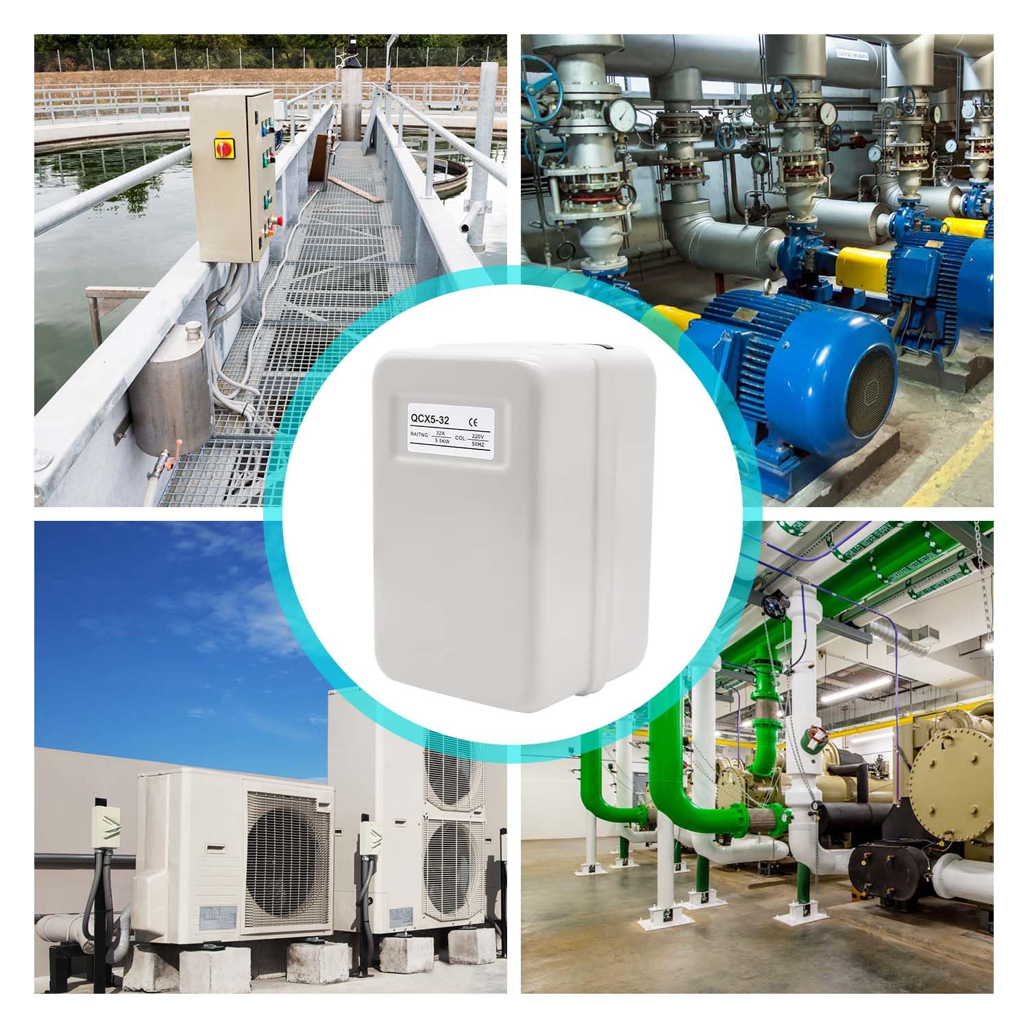Arrancador magnético de motor eléctrico, 220 V, 5,5 kW, 7,5 HP, interruptor magnético lateral, interruptor magnético monofásico o trifásico para compresor de aire
