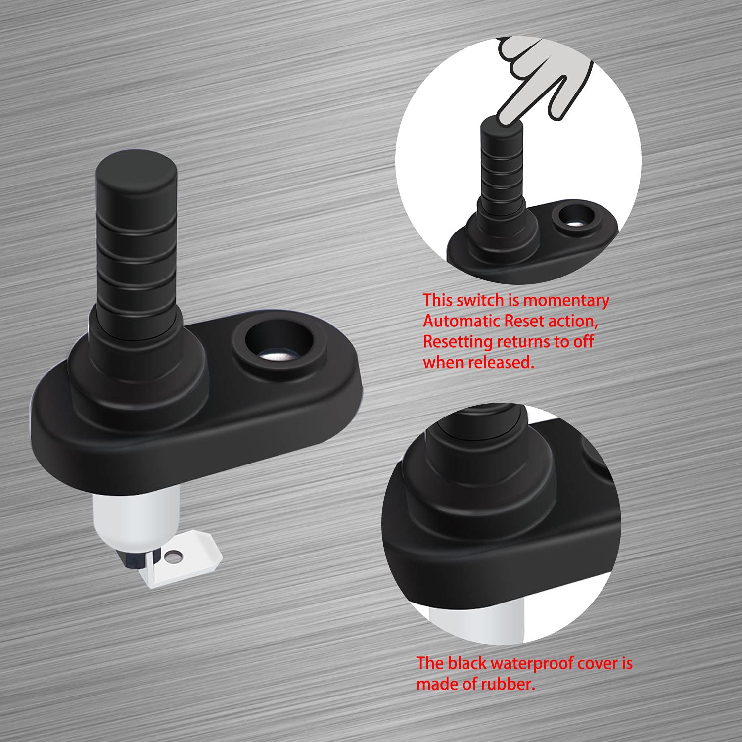 weideer 4Pcs 12V Mount Pin Switch Momentary Nickel Plated Universal Door Jamb Flange Light Hood Mount Switch with Rubber Boot for Car Boat K-025-L