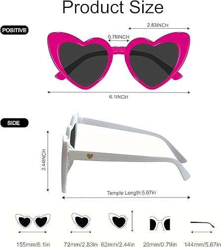 Miniatura 3 de PartyGifts&beyond Gafas de sol de despedida de soltera con forma de corazón, paquete de 10 lentes de sol para despedida de soltera