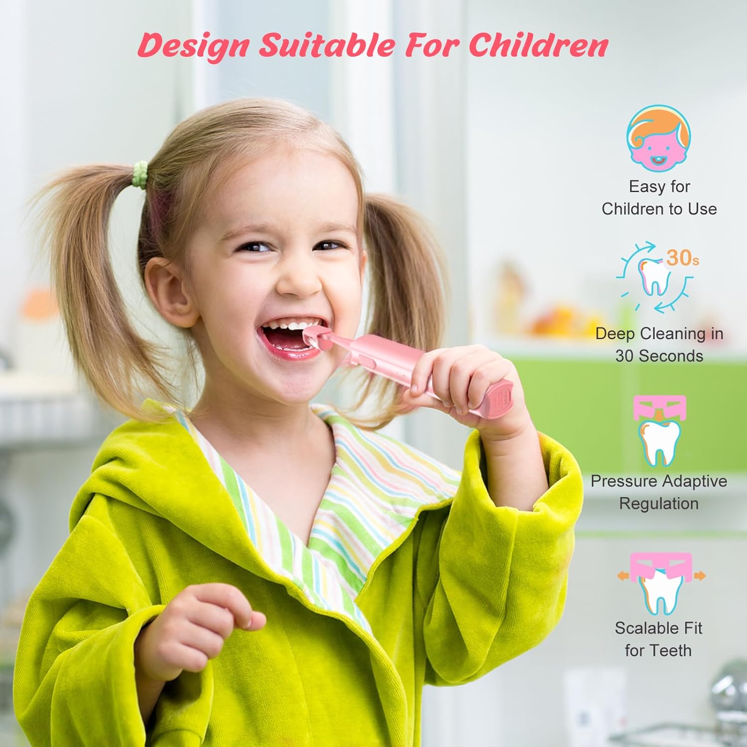 3-Sided Kids Sonicare Toothbrush, Complete Deep Cleaning in 30 Seconds