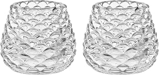 Christmas Pinecone Tealight Candle Holders, Pack 2, Christmas Decoration Clear Pine Cone Glass Tea Light Votive Candleholder for Fall Winter Season Wedding Party Centerpiece Table Setting Decor